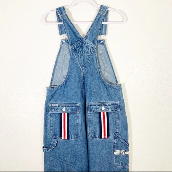 Deadstock Vintage Revolt Jeans Blue Denim Overalls with Stripe Accents - Picture 3 of 11